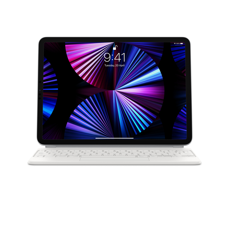لوحة المفاتيح Apple Magic لجهاز iPad Pro 11 بوصة الجيل الثالث/iPad Air الجيل الرابع باللغتين الإنجليزية والعربية باللون الأبيض