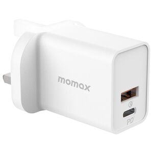 Momax Oneplug Wall Charger UK 30W PD Dual Output White