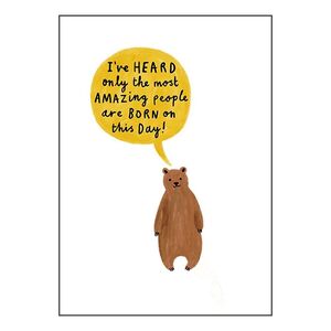Quirks & Smirks Bear Amazing People Born This Day Greeting Card (130 x 176mm)