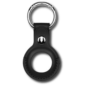 Devia Airtag Leather Key Ring Black