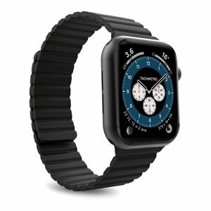 Puro Silicon Band Icon Link with Magnets for Apple Watch 42-44mm M/L Black (Compatible with Apple Watch 42/44/45mm)