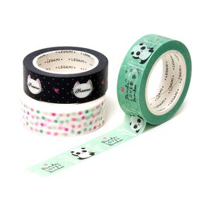 Legami Tape By Tape - Colourful Paper Sticky Notes - Panda & Friends (Set of 3)