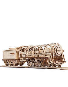 U-Gears Steam Locomotive With Tender Wooden Mechanical Model