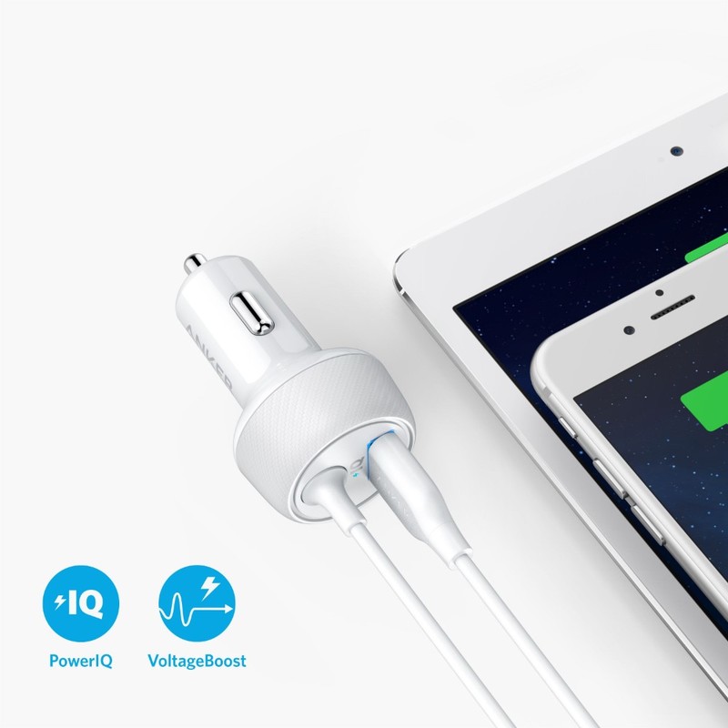 Anker Powerdrive 2 Elite White With Lightning Cable