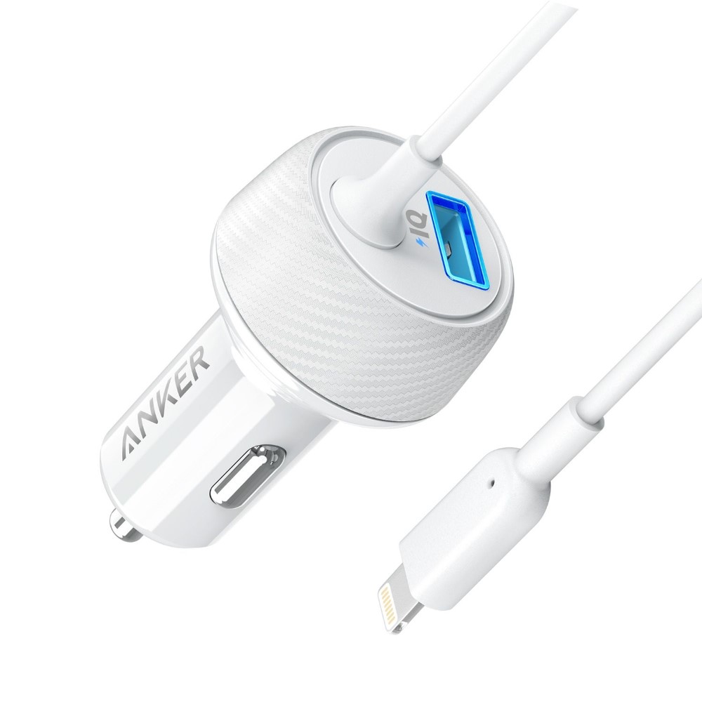 Anker Powerdrive 2 Elite White With Lightning Cable