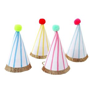 Meri Meri Stripe Pompom Mini Party Hats 156016/45-2728