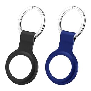 Puro Keychain Liquid Silicon for Apple AirTag with Carabiner Black/Blue Set of 2