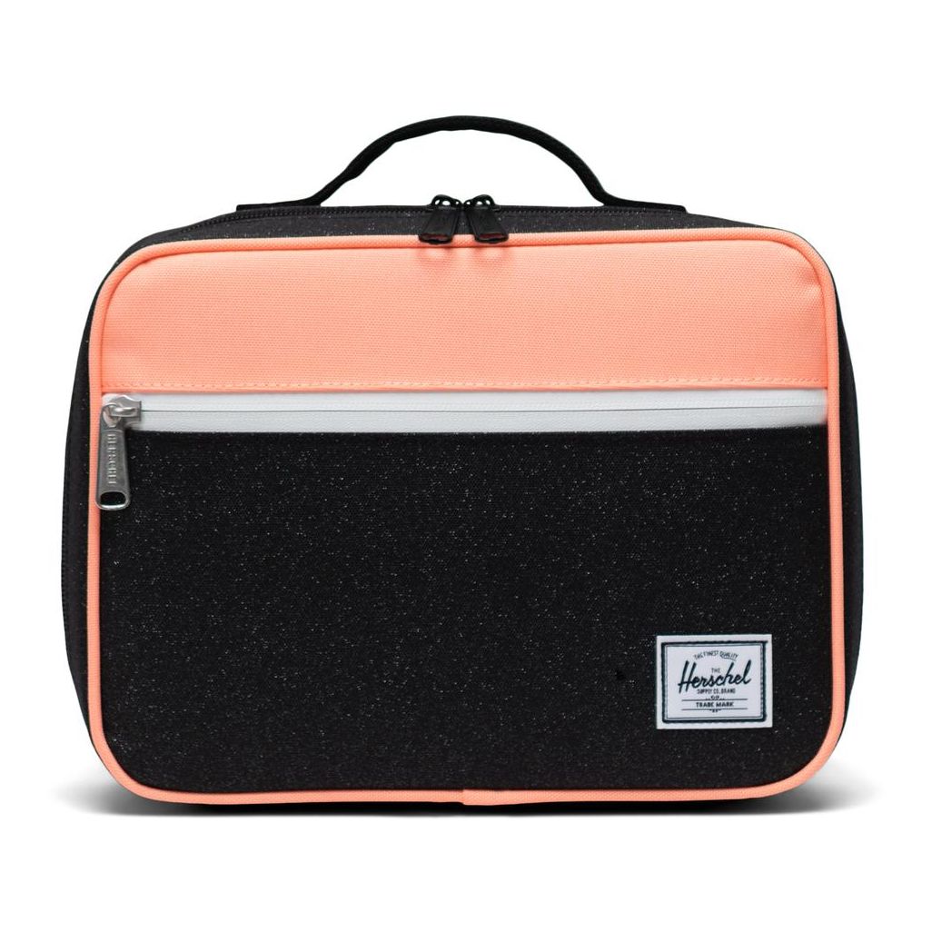 Herschel Pop Quiz Lunch Box Specialty Backpack Black Sparkle/Neon Peach