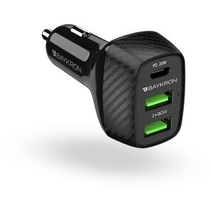 Baykron Car Charger With USB 3.0 A + USB 2.1 A/USB Type-C Power Delivery 20W