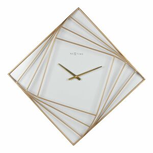 Nextime Turning Square Wall Clock White & Gold
