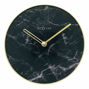 Nextime Marble Table Clock Black & Gold