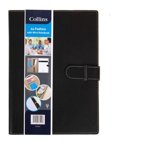 Collins Debden A4 Padfolio With Wiro Notebook Black