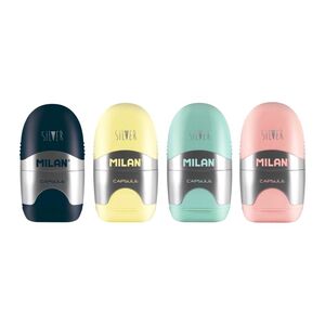 Milan Silver Capsule Sharpener + Eraser
