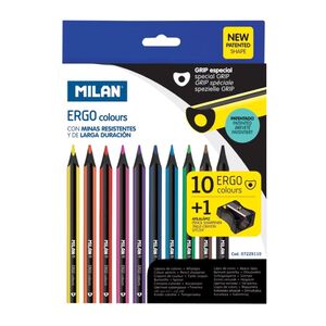 Milan Ergo Colored Pencil + Sharpener (Set of 10)