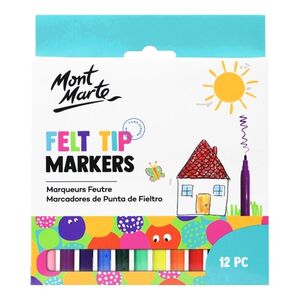 Mont Marte Kids Felt Tip Markers Basics (Set of 12)