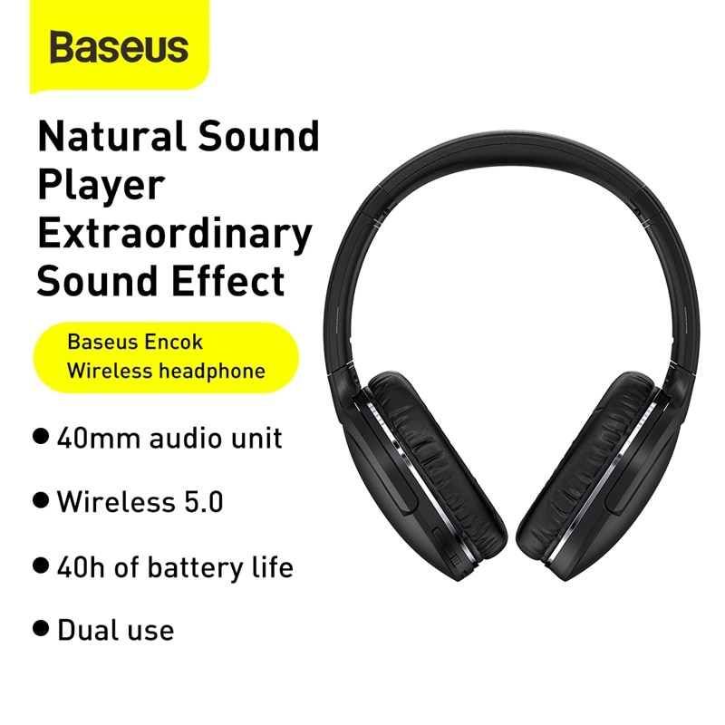 Baseus Encok Wireless headphone D02 Pro Black