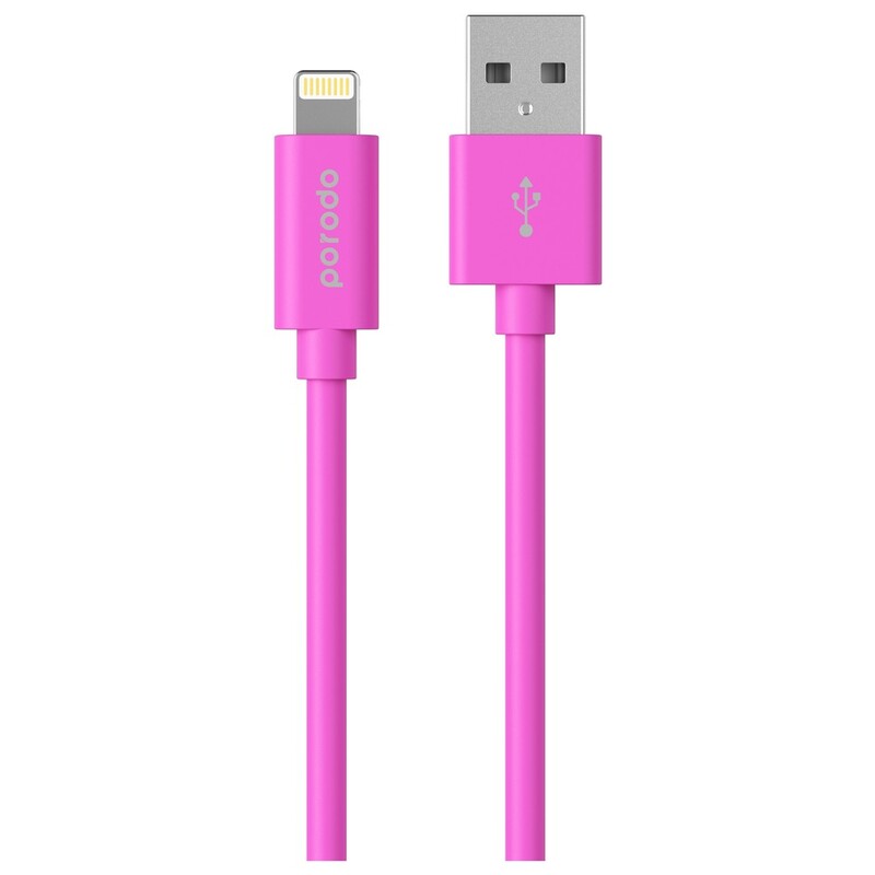 Porodo PVC Lightning Cable 1.2m 2.4A Pink