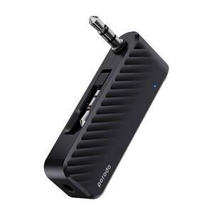 Porodo Bluetooth Audio Transmitter Dual AUX Jack with Built-in Battery Black