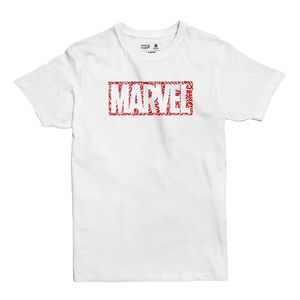 Marvel Logo Calligraphy Men's T-Shirt White