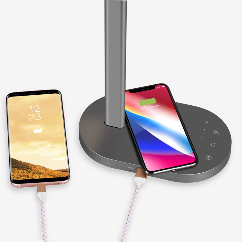 Momax Q.Led Space Grey Desk Lamp with Wireless Charging Base