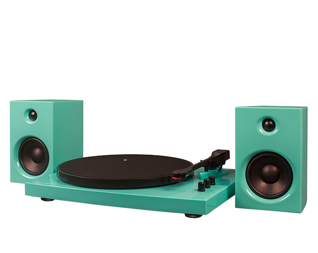 Crosley T100 Turntable System Turquoise With Speakers (Pair)