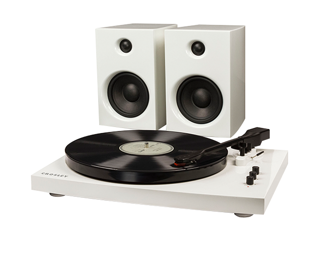 Crosley T100 Turntable System White With Speakers (Pair)