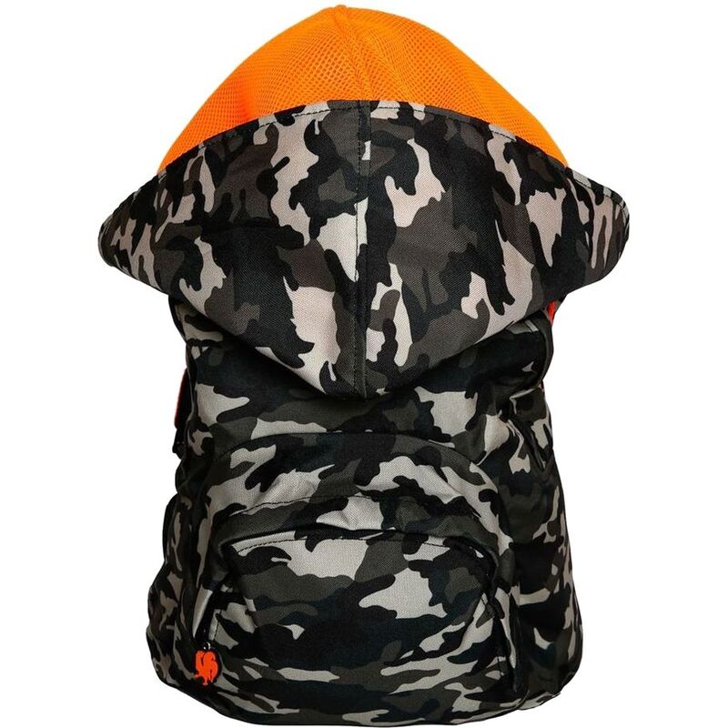 Morikukko Kool Patterned Camouflage Neon Orange Mesh Hooded Backpack