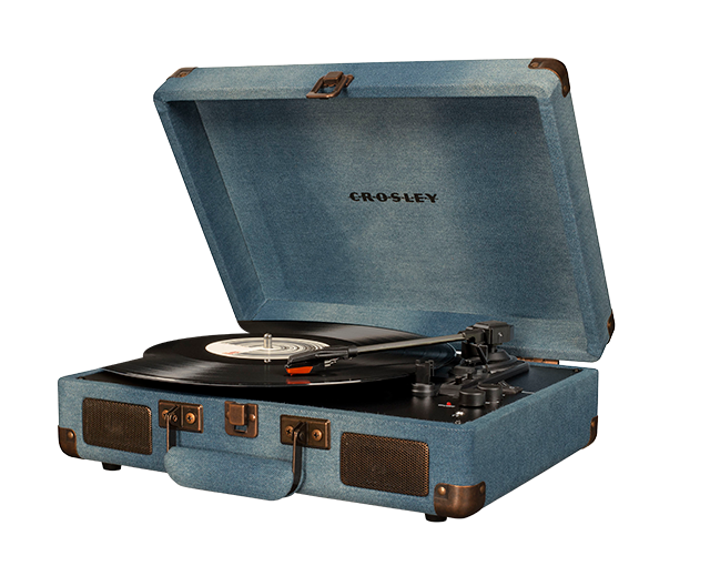 Crosley Cruiser Deluxe Portable Turntable with Built-in Speakers - Denim