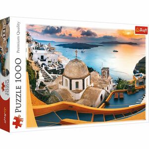 لعبة أحجية تركيب الصور المقطعة بتصميم جزيرة سانتورينيالخيالية مقاس 68 × 48 سم مكونة من (1000 قطعة) من تريفل
