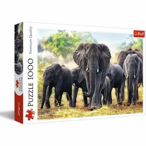 لعبة أحجية تركيب الصور المقطعة بتصميم الأفيال الأفريقية مقاس 68 × 48 سم مكونة من (1000 قطعة)من تريفل