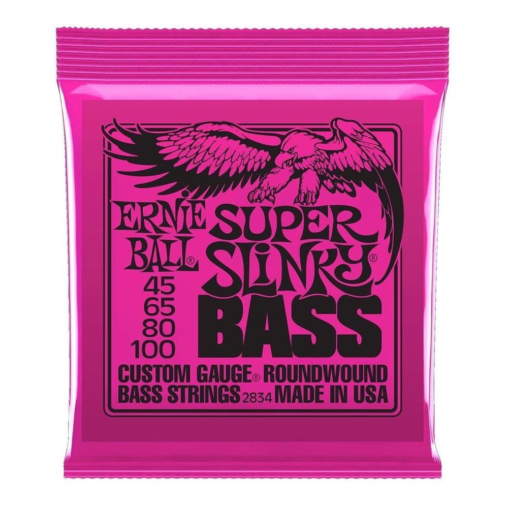 Ernie Ball 2834 Super Slinky Electric Bass Strings - Roundwood (45-100 Gauge)