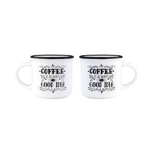 Legami Espresso for Two - Porelain Coffee Mugs 50 ml - Coffee (Set of 2)