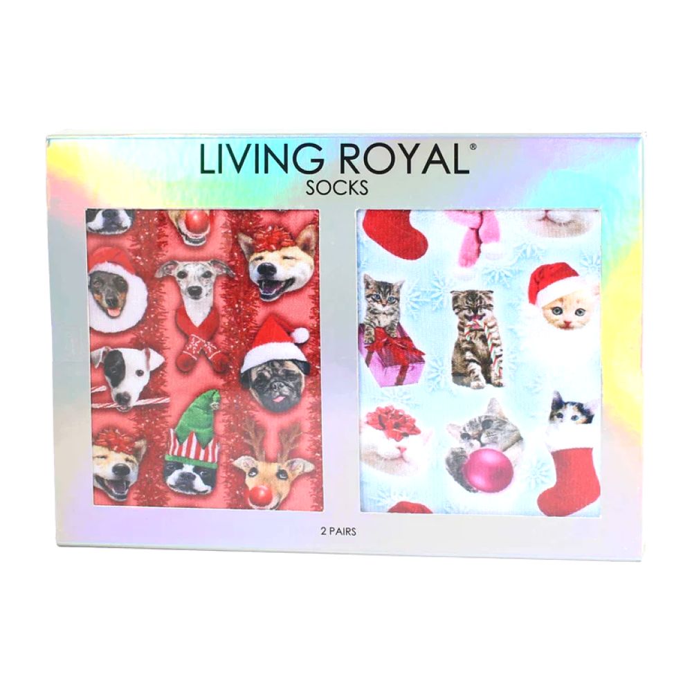 Living Royal Holiday Pets Crew Unisex Gift Set Socks