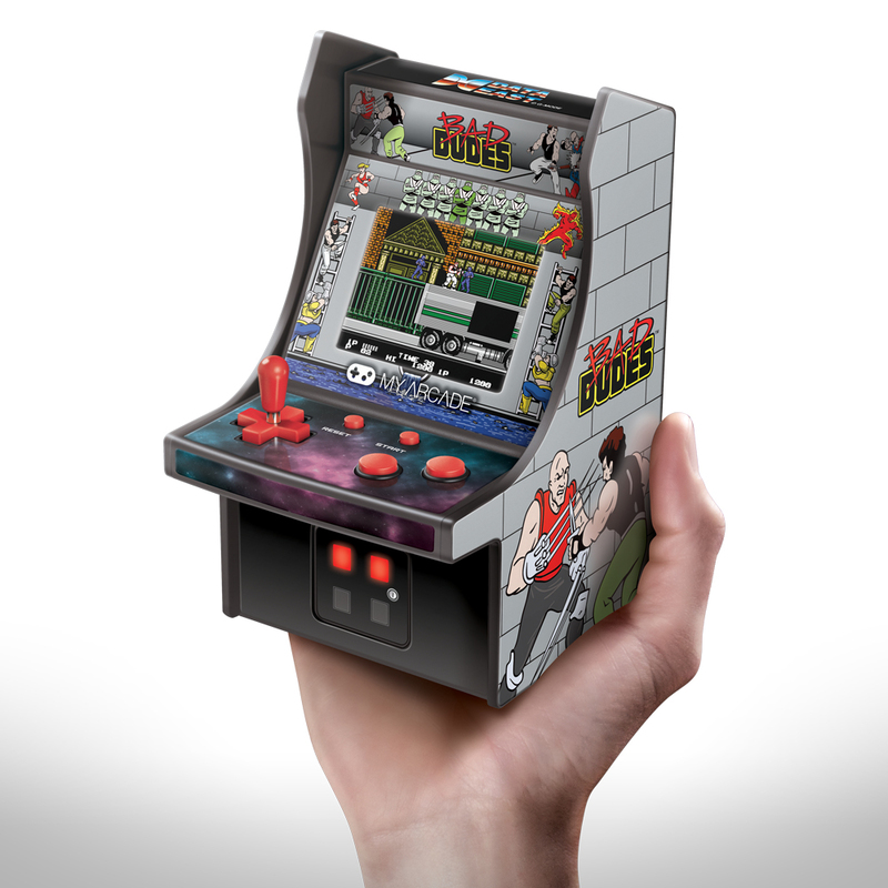 جهاز الألعاب الصغير My Arcade Retro Bad Dudes Micro Player باللون الرمادي/ الأسود 6.75-بوصة لألعاب ريترو أركيد