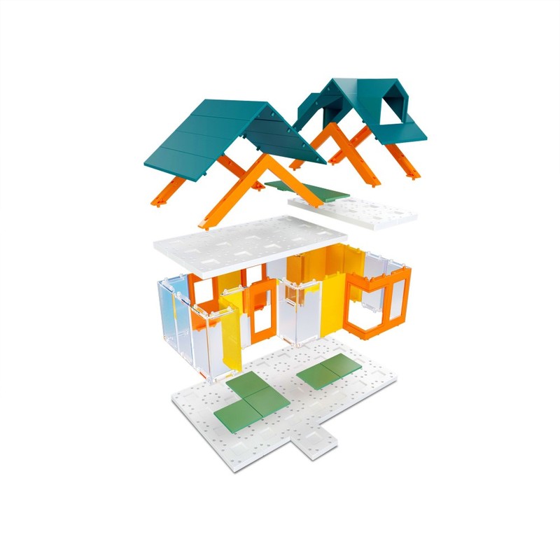 لعبة مجموعة بناء وتركيب مكعبات على شكل نموذج معماري بألوان ناتئة مُصغّرة طراز 2.0 من أركيت (ما يزيد عن 80 قطعة)