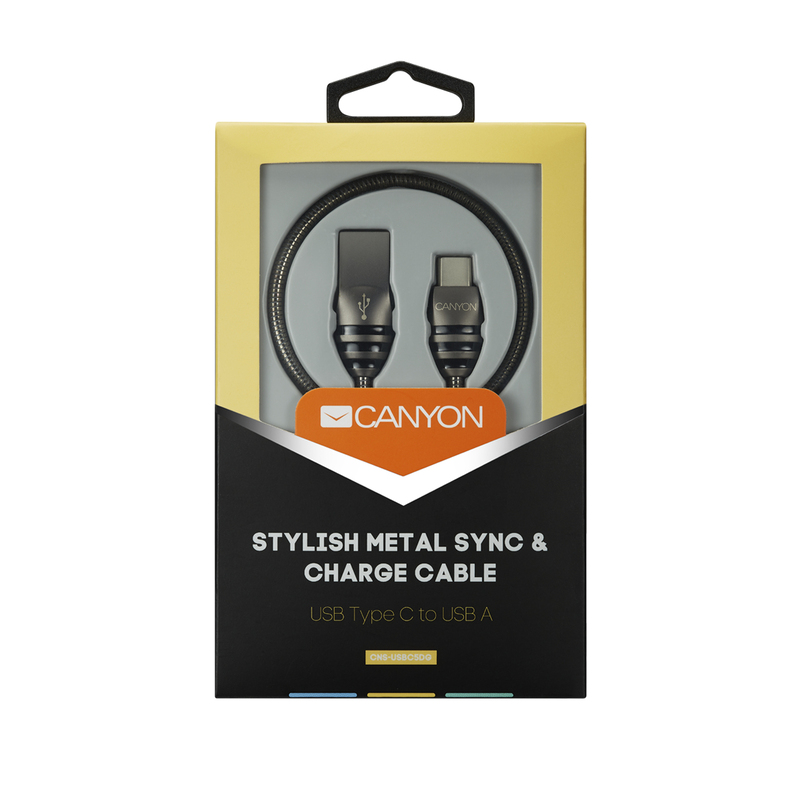 Canyon UC-5 Type-C Stylish Metal Sync & Charge Cable Grey/Black 1m