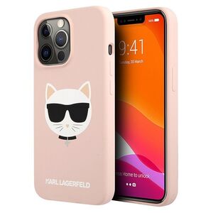 Karl Lagerfeld Liquid Silicone Case Choupette Head for iPhone 13 Pro Pink