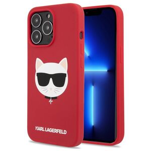 Karl Lagerfeld Liquid Silicone Case Choupette Head for iPhone 13 Pro Red