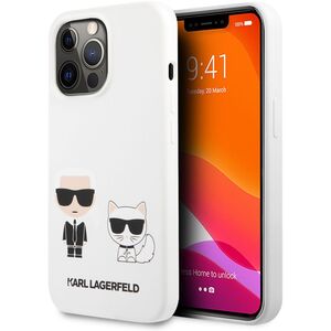 Karl Lagerfeld Liquid Silicone Case Karl And Choupette for iPhone 13 Pro White