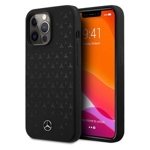 Mercedes Benz Liquid Silicone Case with Stars Pattern for iPhone 13 Pro Black