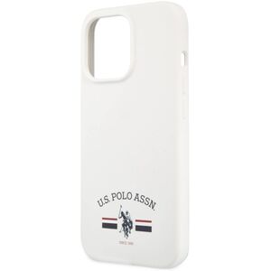 U.S. Polo Assn Liquid Silicone Flag Logo Uspa for iPhone 13 Pro Max - White