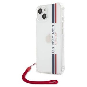 U.S. Polo Assn PC/TPU Shiny Case with Uspa Stripes Logo for iPhone 13 Transparent