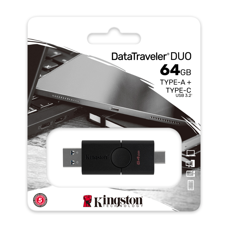 Kingston 64GB DataTraveler Duo USB 3.2 Gen1 USB Flash Drive + Type-C