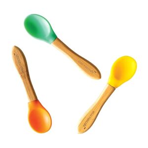 Eco Rascals Set of 3 Bamboo Spoons for Baby & Toddler (Yellow/Orange/Green)