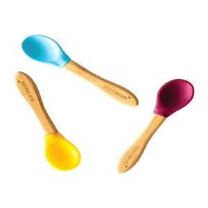 Eco Rascals Set of 3 Bamboo Spoons for Baby & Toddler (Yellow/Blue/Red)