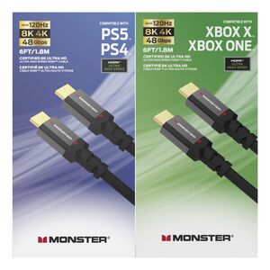 Monster Certified 8K Ultra HD HDMI Cable with Ethernet 1.8m for PS5/PS4/Xbox X/One