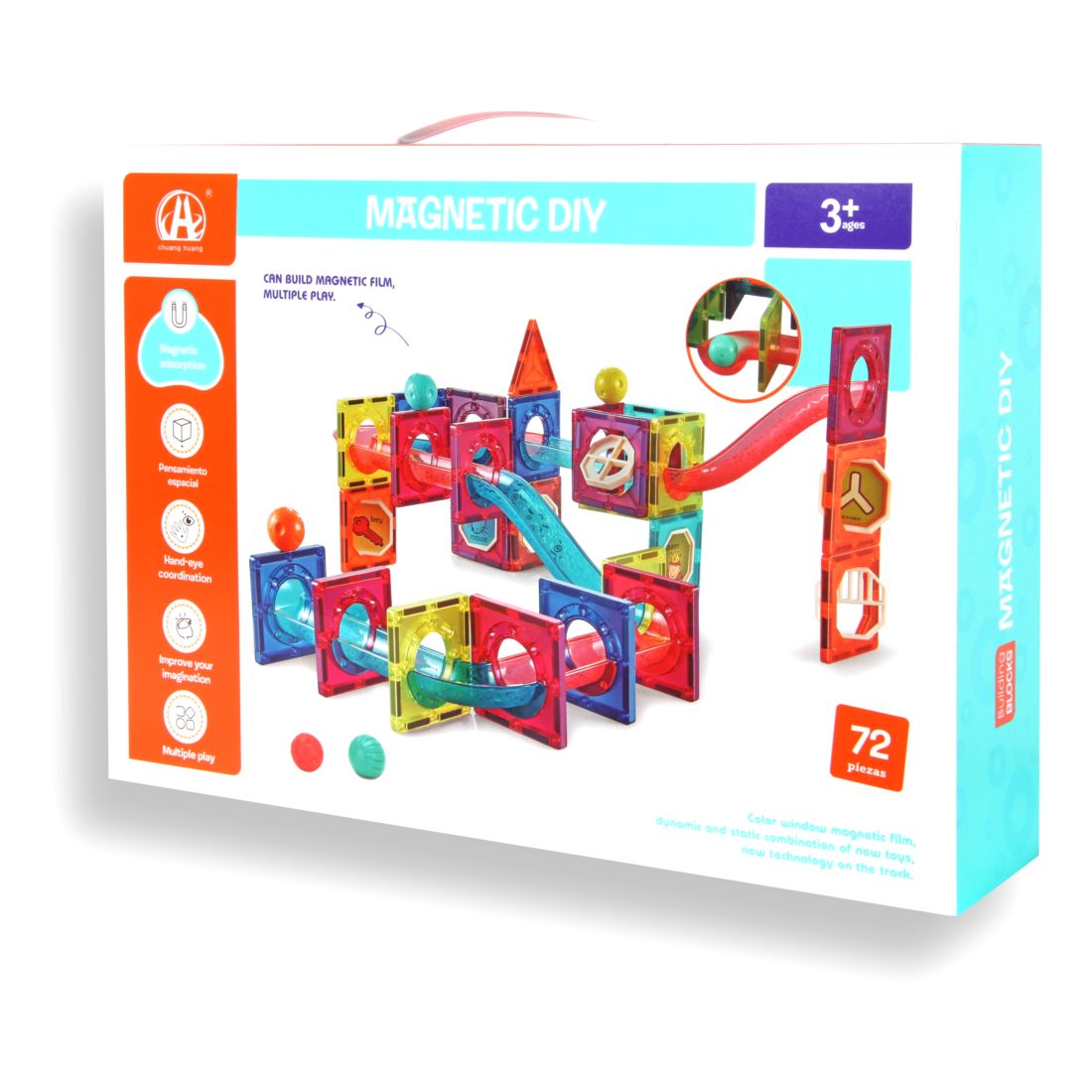 Toys Station Magnetic Blocks Diy Set (72 Pieces)