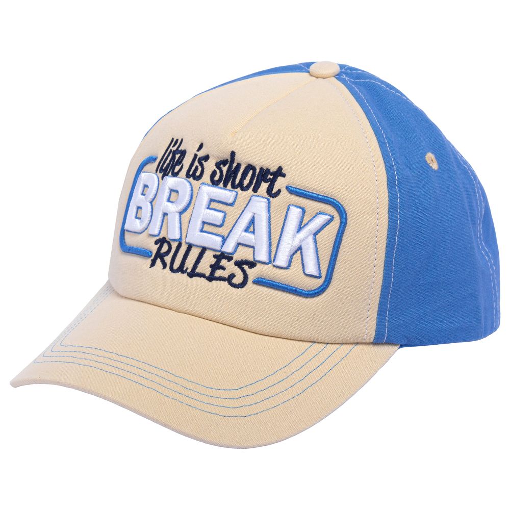 B180 Break Rules 3 Unisex Snapback Cap - Beige/Sky Blue
