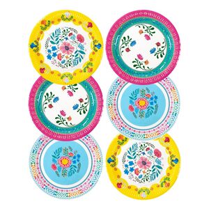 Talking Tables Boho Round Paper Plates Mix Floral 9-Inch (Pack Of 12)