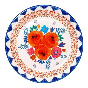 Talking Tables Boho Party Plates Blue & Orange Floral (Pack Of 12)